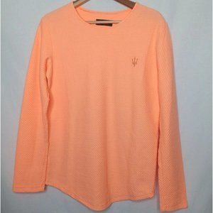 Maserati Mens Large Shirt Long Sleeve Stretch Woven Thermal Auto Logo Peach